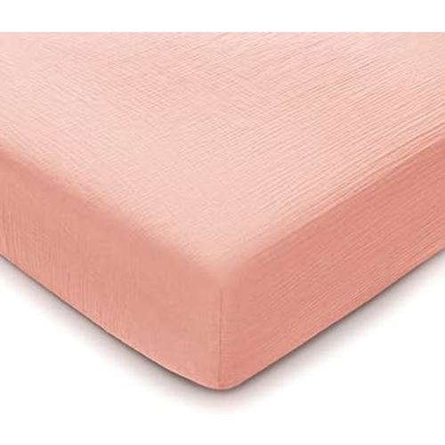 Comfy Cubs 100% Muslin Cotton Fitted Crib Sheet - Soft, Standard & Breathable Crib Sheets for Toddler Mattress - Snug Fit, Secure Elastic with Beautiful Packaging for Boys & Girls - Lace Pink
