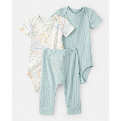 Baby 3-Piece Animal Bodysuits & Pant Set - Blue/White | Carter's