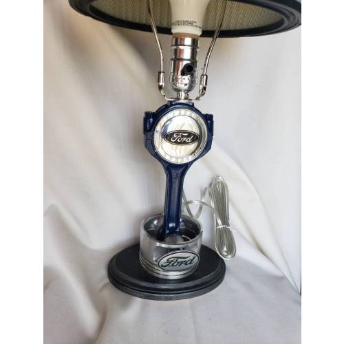 FORD Piston Desk Lamp With Chrome Air Cleaner Lamp Shade & Chrome Emblem
