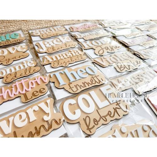 Baby Name Sign, Hospital Announcement Photo Prop, Mini Wooden Name Plaque