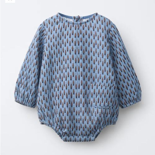 TEXTURED CARROT PRINT BODYSUIT - Bluish | ZARA United States