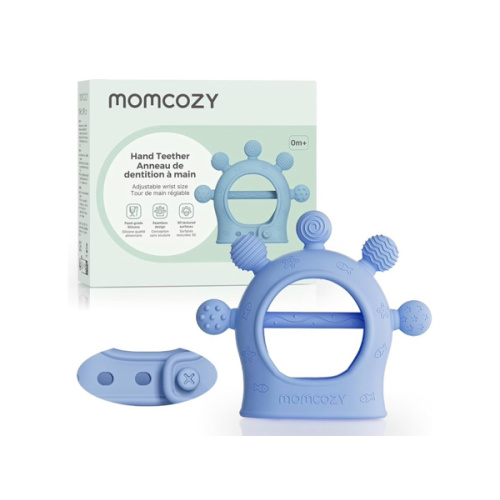 Amazon.com: Momcozy Baby Teether Toys | Silicone Teether for 0-12 Months | Blue | |Baby Teething Relief |Adjustable Teething Mitten