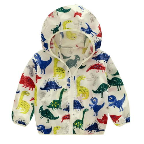 XXWXYD Toddler Baby Boys Cartoon Dinosaur Print Hooded Jacket Long Sleeve Windproof Coat Zip Up Trench Windbreaker Outerwear Fall Spring Winter Warm Casual Playground