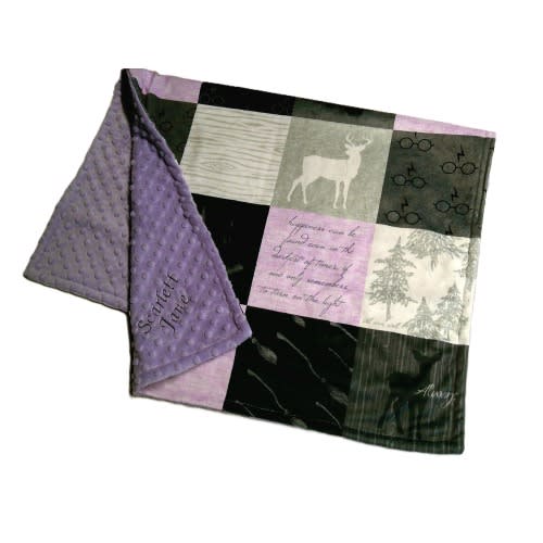 Baby Blanket, Personalized Wizard Baby Blanket, Always Blanket Toddler Child Adult Throw Blanket Lavender Black Gray