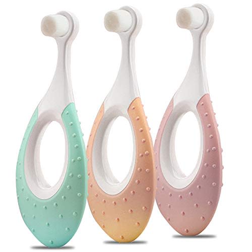 Baby Toothbrush & Toddler Toothbrush for Age 0-2 Years Old. Extra Soft Toothbrush with 10000 Soft Floss Bristle for Baby Gum Care, Dentist Recommended (3 Pack)