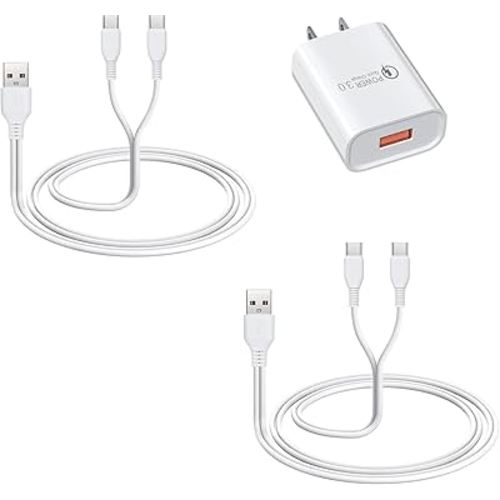 2-Pack Hands Free Breast Pump Charger for Momcozy M5, USB C Charging Cord for Momcozy M6 Breastfeeding Pump, with Power Adapter