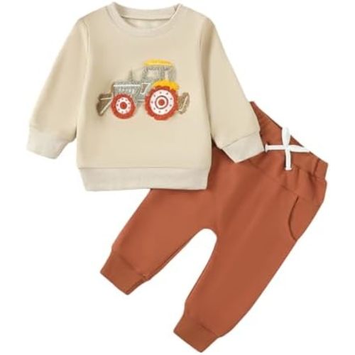 fhutpw Toddler Baby Boy Clothes Funny Letter Long Sleeve Sweatshirt Pullover Top Jogger Pants Fall Winter Outfits