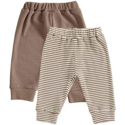 Unisex Baby Pants 2-Pack Toddler Boy Girl Waffle Knit Elastic Waist Pull On Joggers Trousers Bottoms