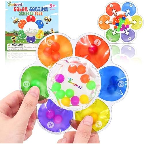 Sensory Toys Color Sorting Toys: Quiet Fidgets for Classroom Montessori Toy for Toddlers, Fine Motor Skill Games Preschool Learning Activities Calm Dwon Travel Toy for Boys Girls Gifts Ages 1-3 3-5