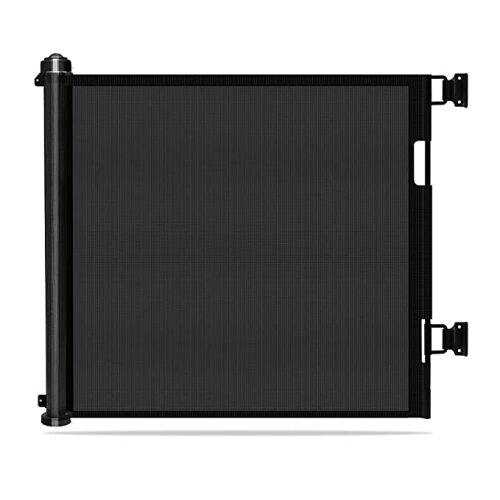Retractable Baby Gate Dog Gate - Wiscky Extra Wide Safety Gates 33" Tall, Extends to 71" Wide, Easy to Roll and Latch Dogs Gate for Doorways, Stairs, Hallways, Deck, Banisters Indoor/Outdoor (Black) - 33x71 Inch