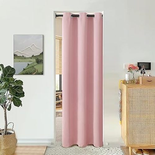 BGment Pink Door Curtain 80 Inch Length for Doorway, Bedroom Closet Curtain, Privacy Thermal Insulated Blackout Grommet Room Divider for Room Separation, 1 Panel, 42 Inch Wide