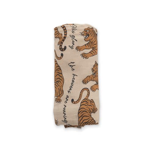 Ellie Sue Roar Stretch Swaddle Blanket – Soft Bamboo Blend Baby Swaddle, 47” x 47”