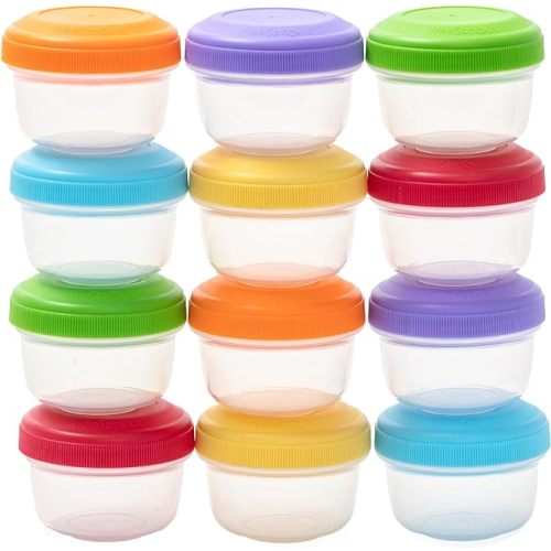 WeeSprout Baby Food Containers - Small 4 oz Containers with Lids, Leakproof & Airtight, Freezer Safe, Dishwasher Safe, Thick Food Grade Plastic, Set of 12 Baby Food Storage Containers + Color Options