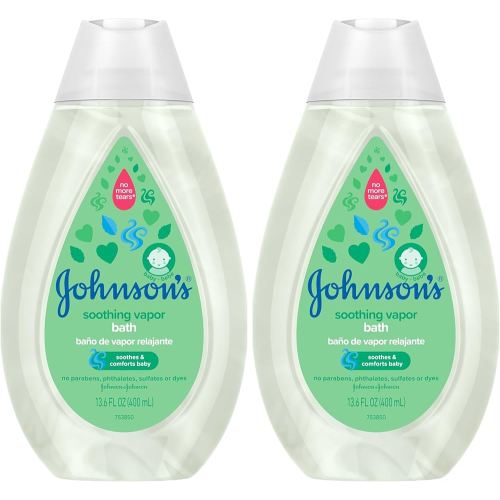 Johnson's Baby Vapor Bath with Soothing Aromas to Relax Babies, Tear-Free & Hypoallergenic Liquid Baby Bath Formula, No Parabens, Sulfates, Dyes, or Phthalates, 13.6 fl. oz (Pack of 2)
