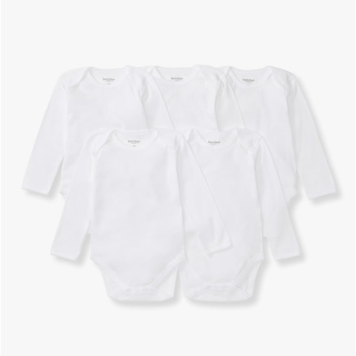 Burt's Bees Baby Organic Long Sleeve Bodysuit (5 Pack) - Cloud, 3-6 M