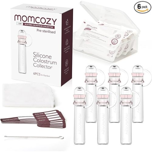 Momcozy Colostrum Collector Reusable Breast Milk Collector, Portable Colostrum Container Can be Feeding Baby, Multi-Use Collector BPA Free, 5ml-6pcs