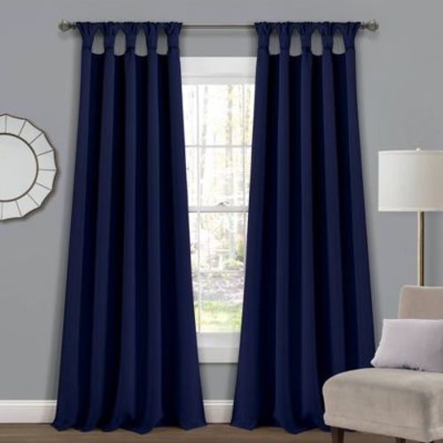 Set of 2 Insulated Knotted Tab Top Blackout Window Curtain Panels - Lush Décor