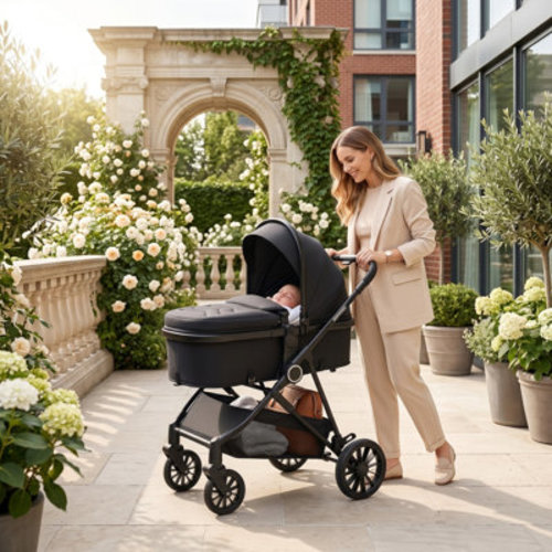 Vomeast 5-Point High Position Baby Stroller – Bassinet Mode, One-Hand Fold,Black | Wayfair