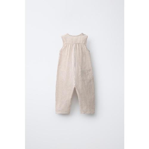 LONG STRIPED OVERALLS WITH COTTON AND LINEN - Russet | ZARA United States