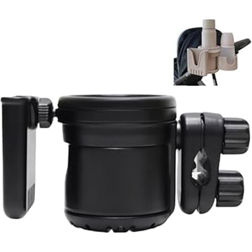 3-in-1 Stroller Cup Holder, Baby Stroller Accessories with Bottle Holder, Phone Mount, and Drink Caddy for Strollers, Perfect for Parents on The Go (Black)