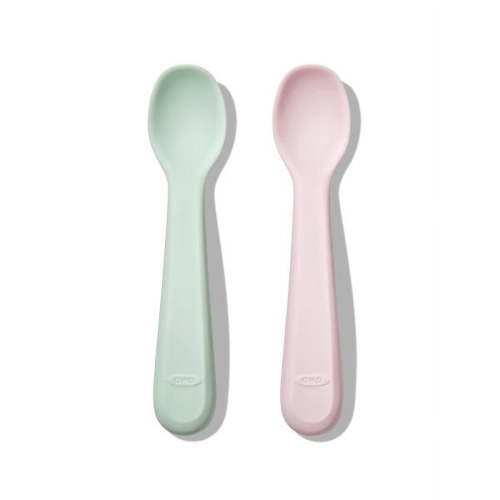 OXO Tot Baby Silicone Spoon Set, 2-Pack (Opal & Blossom), for Ages 6+ Months