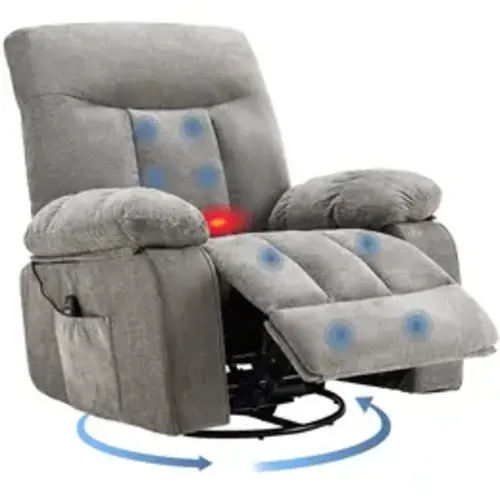 Sweetcrispy Chenille Fabric Swivel Rocker Recliner Chair - Strong, 380 lbs Capacity, Adjustable Recline, Multi-Zone Massage Motors, Custom Settings, Heat Function, Timer, Stress Relief, for Home Use & Modern Home Decor - TikTok Shop