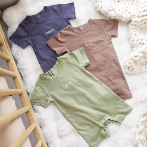 Personalized Short Sleeve Snap Romper