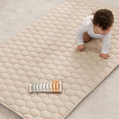 Premium Play Mat - Soft and Comfortable Kids & Toddler Play Mat with Non-Slip Bottom By Comfy Cubs - Sand, Rectangle, 36x60