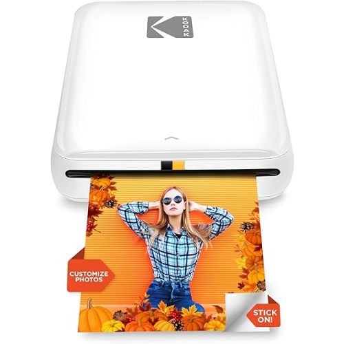KODAK Step Instant Smartphone Photo Printer - Portable Mini Color Wireless Mobile Printer - Zink 2x3” Sticky-Back Photos - Bluetooth Compatible with iOS & Android Devices - Fun Editing App - White