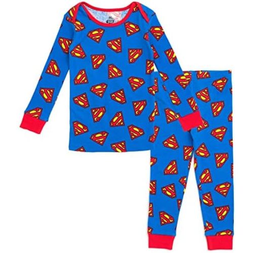 DC Comics Justice League Batman Superman Pajama Shirt and Pants Sleep Set Infant to Toddler