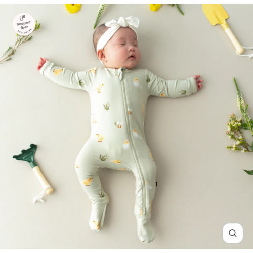 Zippered Footie in Aloe Chick