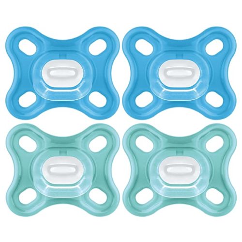 MAM Comfort Baby Pacifier, 100% Lightweight Silicone, 0-3 Months, Baby Boy (Pack of 4) - 1 Count (Pack of 4)