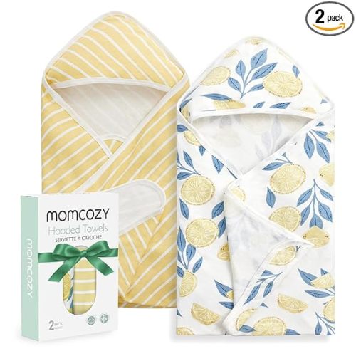 Momcozy Baby Towel with Hooded - Ultra Soft & Absorbent Large Bath Towel Set for Comfort & Gentle on Baby's Skin - Med Thick& Durable -Shower Gift & Bath Essential for Newborn, Infant, Toddler