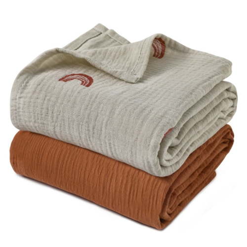Gllquen Baby Muslin Cotton Swaddle Blankets for Newborn Boys Girls 2-Pack 38'' x 40", Hope