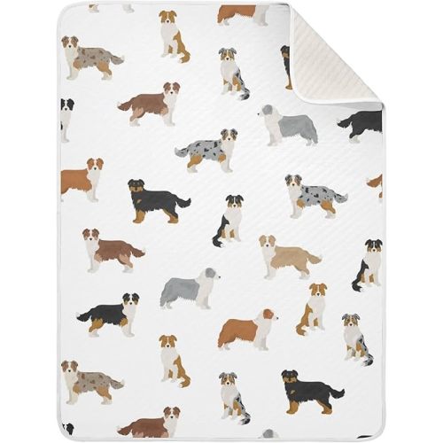 Swaddle Blanket Australian Shepherd Dog Cotton Blanket for Infants, Receiving Blanket, Lightweight Soft Swaddling Blanket for Crib, Stroller, Nursery Blankets, 30x40 in