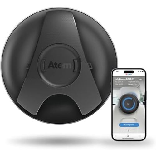 IQAir Atem Car Portable HEPA Air Purifier, Filters for Pollution, Odors, Gases, Car Fumes, and Asthma Triggers, Bacteria, Viruses, Great for Travel or Daily Commute, Swiss Design, Made in Germany
