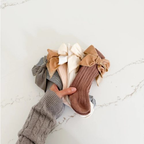 Ribbed Bow Socks - Pack of 4