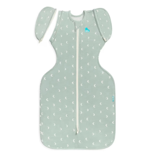 Love to Dream Swaddle Up Transition Bag Original, Arms Up Position, Light and Ultra Breathable Cotton - Sleep Bag - 1.0 TOG - (20-24°C) Ideal for Moderate Temps (Moon Olive, Large, 8.5–11kg)