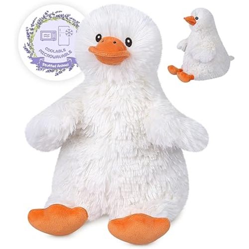 Coolable & Heatable Duck Stuffed Animals, Microwavable Stuffed Animal for Heat Therapy & Stress Relief, Cuddly Warm Duck Plush Toy Heating Pad, Cute Duckling Gifts for Women & Kids