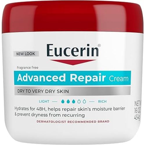 Eucerin Advanced Repair Body Cream for Very Dry Skin, Fragrance Free Daily Body Moisturizer, 16 Oz Jar