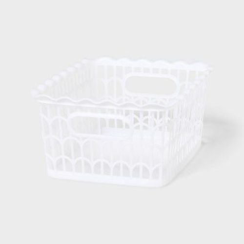Wave Scallop Decorative Basket Small White - Brightroom™
