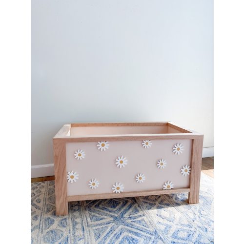 Pink Daisy Toy Chest - girl&#39;s room - toy storage - nursery decor - 1st birthday - baby shower - flowers - daisies - art