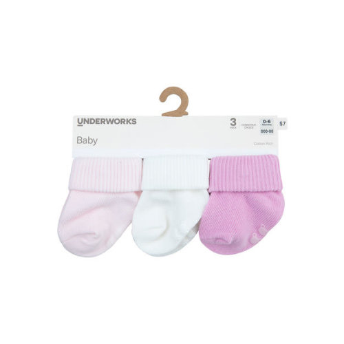 Medium Pink Baby Rib Socks. 3 Pack | Best&Less™ Online