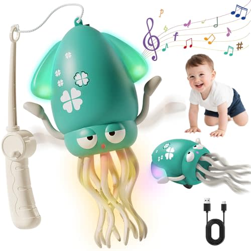 Dolanus Dancing Octopus Baby Toys - Electric Crawling Squid, Tummy Time Musical Toys, Montessori Sensory Walking Learning for Babies 6-12 Months, Birthday Gifts for Boys Toddlers 1 2 3 4 Year Old