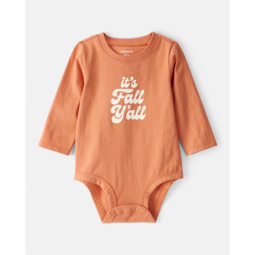 Baby Its Fall Y'all Cotton Long-Sleeve Graphic Bodysuit - Orange - Carter's | Carter's