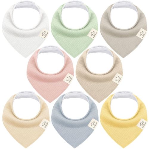 8pk Organic Quin Bandana Bibs, Baby Bibs for Drooling and Teething, Cotton Drool Bibs for Baby Girl, Baby Boy