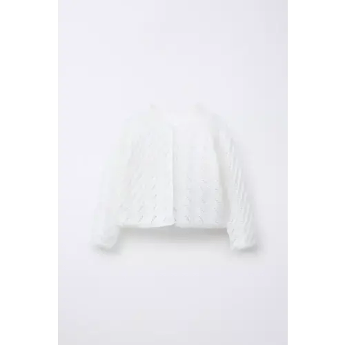 TEXTURED KNIT CARDIGAN - White | ZARA United States