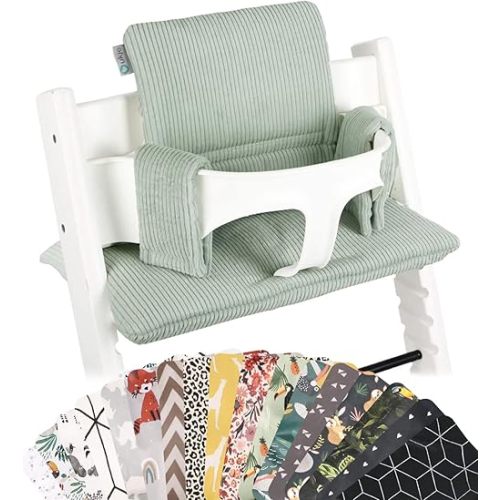 UKJE Cushion Compatible with Stokke Tripp Trapp (Old and New Model) 2 Pieces, Baby High Chair Cushion Oeko-Tex Cotton, Easy to Clean