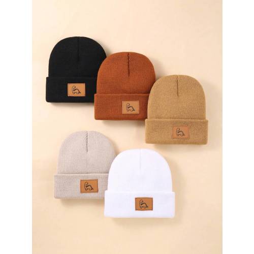 Set de 5 piezas de gorro y guantes de bebé para otoño/invierno, gorro de punto con lindo diseño de dinosaurio, gorro de bebé recién nacido cálido, gorros unisex para bebé, regalo de Navidad, uso diario | SHEIN USA