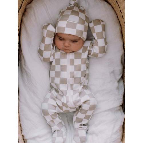 Tiramisu Checkerboard / Organic Zip Footie